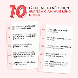Sữa Tắm Giảm Mụn Lưng Oriss Giúp Giảm Thâm Mụn, Viêm Nang Lông Chai 300ml