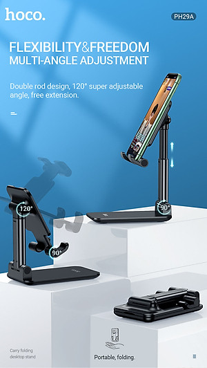 Giá đỡ điện thoại và máy tính bảng 4,7-10 inch, gấp gọn, hợp kim nhôm PH29A - Hàng nhập khẩu