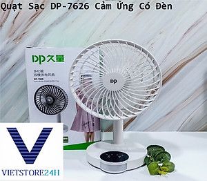 Quạt Sạc DP-7626 Cảm Ứng Có Đèn VT - Hàng chính hãng