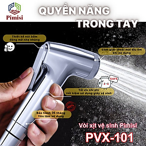 Vòi Xịt Vệ Sinh Bồn Cầu Toilet Trong Nhà Tắm Tăng Áp Pimisi Chịu Áp Lực Nước - Mạ Xi Inox Sáng Bóng Từ Tay Xịt Và Dây Mềm Cao Cấp | Hàng Chính Hãng