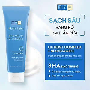 Sữa rửa mặt dưỡng trắng cao cấp Hada Labo Premium Cleanser Radiance 100g
