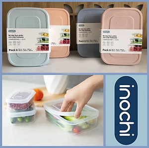 Bộ 6 hộp thực phẩm chữ nhật Hokkaido 500-750-1000-1500-2000-2500ml