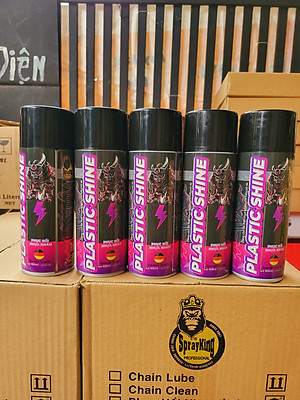 Chai xịt phục hồi nhựa nhám, nhựa đen, dưỡng đen dàn nhám Sprayking Plastic Shine 400ml, dàn áo phai màu