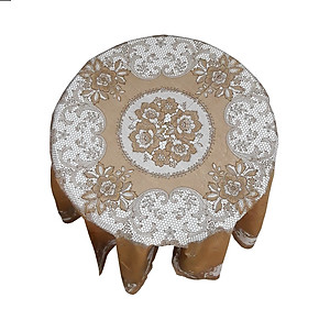 KHĂN TRẢI BÀN PAULEE FY116 TRÒN - ĐƯỜNG KÍNH 178 CM- HOA VĂN - MÀU NÂU -  KHÔNG THẤM NƯỚC.