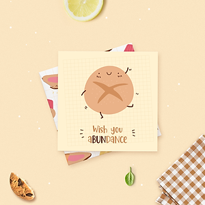 Set 6 thiệp tặng bạn bè, chúc mừng, chúc may mắn, động viên SDstationery TASTY TREAT 12x12 minh họa dễ thương cute cho tâm hồn ăn uống