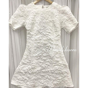 Đầm dự tiệc gấm nữ trắng dễ thương diện tết cực xinh mã [GAM XOP]
