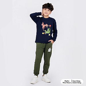 Bộ bé trai thu đông BIGFOX - MISS MEOW size đại, bộ dài tay cho bé hình in khủng long cỡ trẻ em 3-11 tuổi 11 - 37 kg