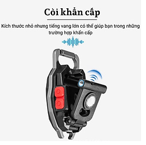 Đèn pin móc khóa đa năng mini 5in1, đèn led siêu sáng, pin sạc, có nam châm, còi cảnh báo - Hàng chính hãng