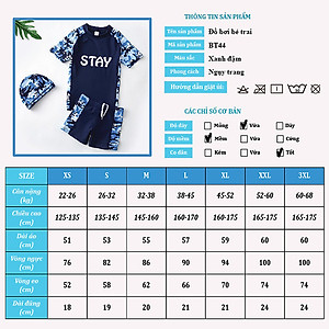 Bộ đồ bơi bé trai lớn size đại đến 68kg kèm mũ, chất thun bơi lạnh co giãn 4 chiều, chống tia UV, giữ nhiệt tốt | BT44