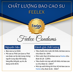 Bao cao su Feelex 3in1 gân gai, nhiều gel bôi trơn, kéo dài thời gian quan hệ