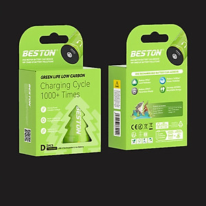 Hộp 2 viên Pin đại Beston 1.5V 7400mWh cổng sạc USB-C - cỡ D dùng cho đèn pin, bếp ga, thiết bị công nghiệp