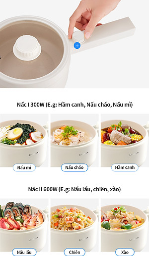 Nồi điện đa năng Locknlock Electric multi pot EJP436IVY 220V, 50Hz, 600W, 1.5L- Màu ngà - Hàng chính hãng
