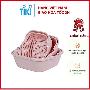 Combo Thau Rỗ 6 Món Đựng Rau Củ Quả Đa Năng Nhiều Cỡ Chất Liệu Nhựa PP Nguyên Sinh An Toàn - Hàng chính hãng