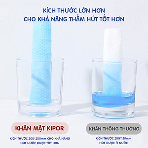 Khăn mặt khô KIPOR dùng 1 lần lau khô, lau ướt - 60 khăn/cuộn, kích thước 20x20cm - Hàng chính hãng