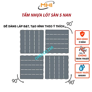 Tấm nhựa lót sàn MHI cao 2 cm, chuyên dụng cho ban công, bể bơi sân vườn PP - kích thước 30 cm x 30 cm x 2 cm