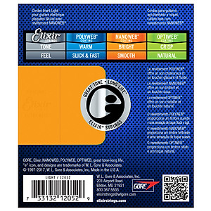 Elixir 12052 - Bộ Dây Đàn Guitar Điện Cỡ 10 (10-46) - Chính Hãng (Electric Strings Phủ Lớp Nanoweb) - Kèm Móng Gảy DreamMaker