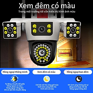 Camera Yoosee 3 Mắt Máy Bay Độc Lập Siêu Sắc Nét, Đêm Có Màu, Đàm Thoại Hai Chiều, Chống Nước Nhựa IP66, Hàng Nhập Khẩu