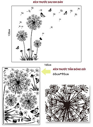 Decal dán tường Hoa bồ công anh đen