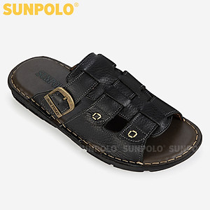 Dép Quai Ngang, Dép Nam Da Bò SUNPOLO SUA022 (Đen, Nâu)