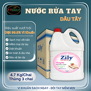 Nước rửa tay Zily chai 4.7Kg ( 3 chai/ thùng ) - Tặng 1 Chai Nước Rửa Tay Zily 500Gr