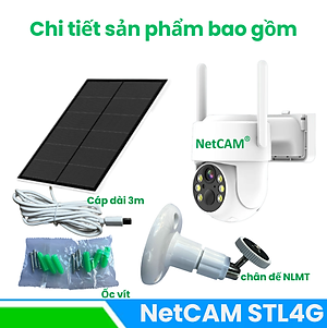 Camera Năng Lượng Mặt Trời 4G Không Dây NetCAM STL4G, Chất lượng video HD 4MP, Dùng Sim 4G, Dung lượng pin 8000mAh - Hàng Chính Hãng