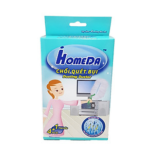 Chổi quét bụi tĩnh điện Ihomeda ( 1 cán + 4 bông lau) - iHomeda Static Dusting Duster ( 1 Mop + 4 Cleaning Dry Cottons )