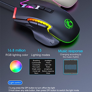 Chuột Led RGB gaming T70 7200dpi công thái học chống mỏi cổ tay Cho máy tính laptop hàng nhập khẩu