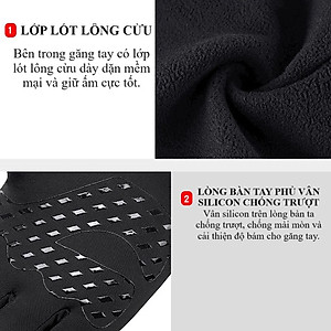 Găng tay nam đi xe máy mùa đông cảm ứng chống nước lót nỉ lông cực ấm - Thiết kế nam tính GTCD06
