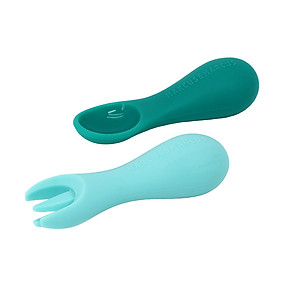 Bộ thìa nĩa tập ăn silicon cho bé Palm Grasp Marcus & Marcus, từ 12 tháng