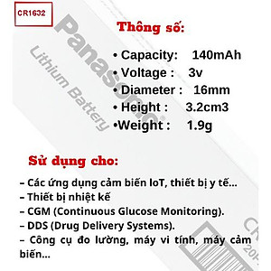 {Panasonic VN nhập khẩu} Pin Cúc Áo Panasonic  CR1632  3V Lithium dùng cho đồng hồ, thiết bị điện tử...