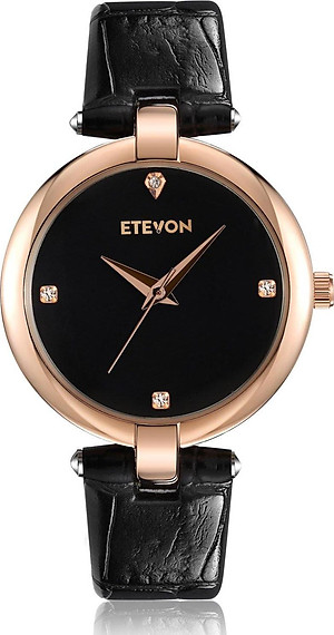 Mua ETEVON Women's Casual Crystal Quartz Leather Watch with Black