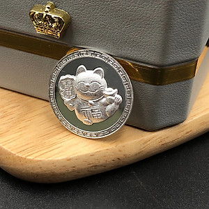 Đồng Xu Mèo Thần Tài May Mắn Bạc Nguyên Chất S999 Để Ví , Để Két BẠC HIỂU MINH XDG20