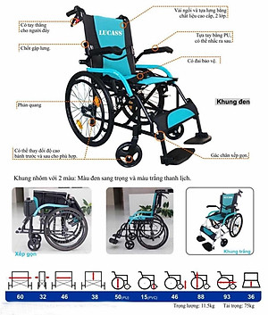 Xe lăn hợp kim nhôm Lucass X63 