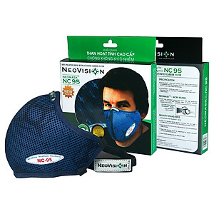Khẩu trang than hoạt tính NeoVision - NeoMask NC95 ( chuẩn N95 - Có hộp) Chống bụi siêu mịn PM2.5, lọc khuẩn BFE 95% (Được cấp bởi Nelson Lab),  kháng khuẩn, chống giọt bắn có thể giặt tái sử dụng nhiều lần- Xanh đậm