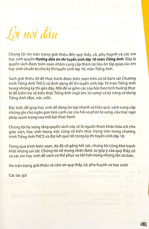 Hướng Dẫn Ôn Thi Tuyển Sinh Lớp 10 - Môn Tiếng Anh