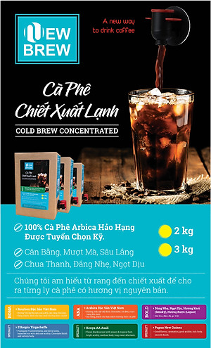 Cà phê chiết xuất lạnh New Brew, Cold Brew, pha sẵn NewBrew BOLD, hộp 2 Kg