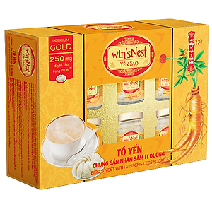 (Thùng  06 hộp) Yến Sào wins'Nest 250mg tổ yến chưng sẵn nhân sâm ít đường (6 Lọ x 70 ml / Hộp)