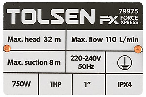 Máy bơm ly tâm Tolsen 79975 750W- Hàng chính hãng