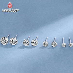 Bông tai nụ đít đẩy bạc S925 - Bông tai nụ bạc - Ngọc Quý Gemstones