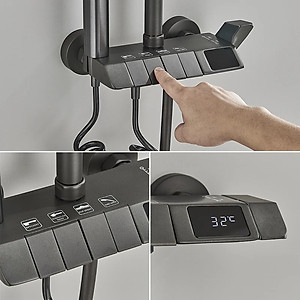 (Tặng ống nối cây sen) Sen cây phím đàn đồng mạ nano xám màn hình hiển thị nhiệt độ tự động kèm xịt vệ sinh