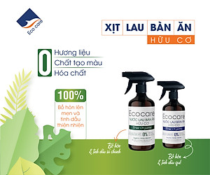 Xịt Lau bàn ăn hữu cơ Bồ hòn tinh dầu Quế 500ml thương hiệu Ecocare