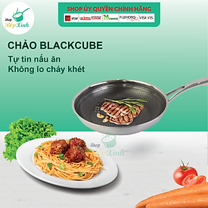 Chảo rán đáy từ chống dính 3 lớp đúc liền Kims Cook Blackcube siêu bền , cào không xước , tặng 10 muỗng ăn