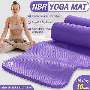 BG Thảm tập Yoga,GYM chuyên dụng dày 15mm NBR nguyên khối, độ đài hồi tốt, chống lún, Chống trơn trượt, độ bám cao, ngăn ngừa hôi và ẩm mốc (hàng nhập khẩu)
