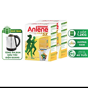 Combo 2 Sữa Bột Anlene Gold Hương Vanilla (Hộp giấy 1200g) - Tặng ấm đun Điện Quang hoặc Bình Nước