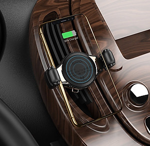 Giá Đỡ điện thoại Kiêm Sạc Không Dây trên ô tô, xe hơi Hoco S1, Trượt con lăn silicone không làm tổn thương điện thoạiNút để điều chỉnh chiều rộng kẹp.Đầu vào: 5V / 2A, 9V / 2A., Đầu ra: 5W / 7.5W / 10W, Hàng nhập khẩu 