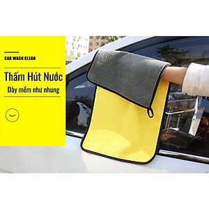Khăn Lau Xe Hơi Màu Vàng 2 Lớp Cao Cấp Chất Liệu Microfiber Siêu Thấm Hút Vệ Sinh Ô Tô Ruffo Kích Thước 30x30 cm