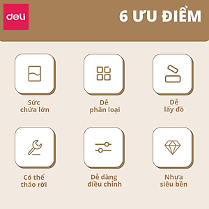 Giá Đựng Sách Để Bàn Deli - Kệ Chia 4 Ngăn Văn Phòng Học Sinh Sinh Viên - Chặn Sách Nhiều Ngăn Giúp Sắp Xếp Tài Liệu