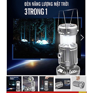 Đèn Pin Camping 3 in 1 Đèn Bão Du Lịch Đi Câu Cá Cắm Trại Picnic Sạc Năng Lượng Mặt Trời Có Quạt Kiêm Sạc Dự Phòng - Hàng Loại 1 - Chính Hãng MINIIN