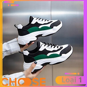 Giày Sneaker Nữ Choose Thể Thao Đế Độn 5cm Họa Tiết Phản Quang Phối Màu Đen Xanh Rêu Đẹp Mắt G29K9