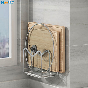 Kệ để thớt nắp vung 2 ngăn dán tường inox 304 Hobby Home Decor TT08